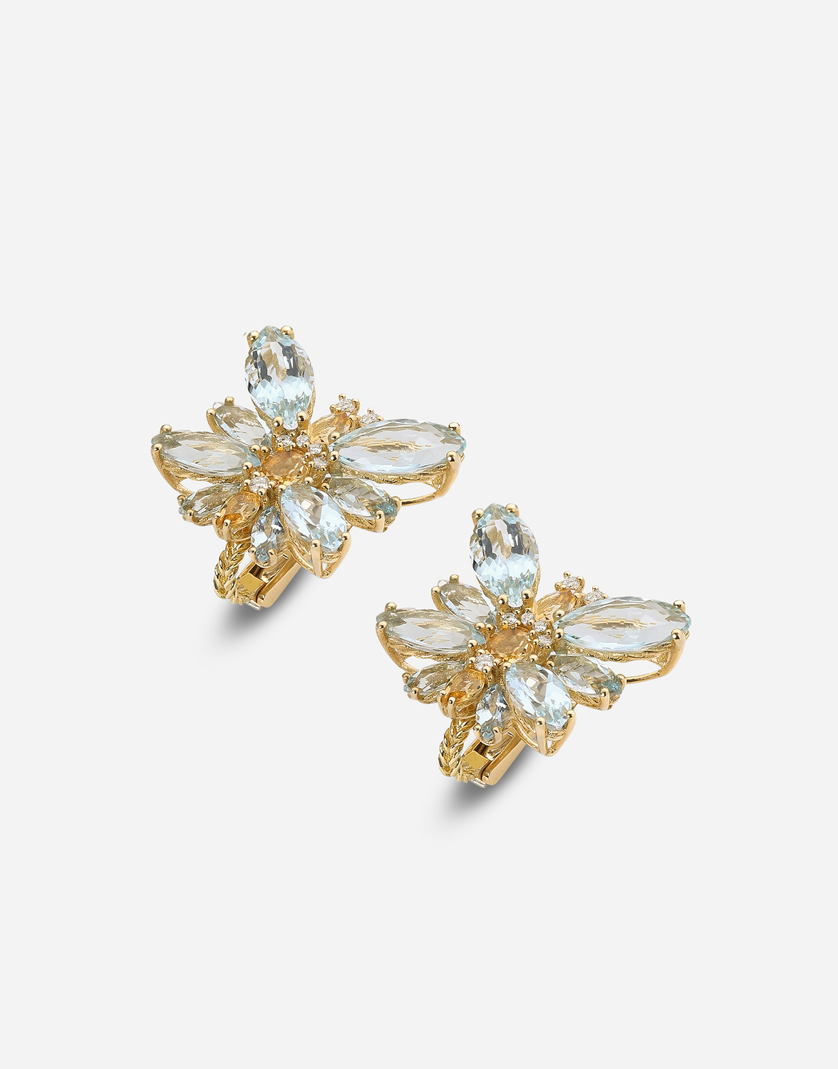 Серьги-бабочки из желтого золота 18 карат и аквамарина Dolce & Gabbana, золото — фото 3