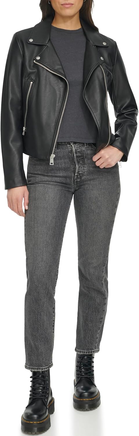 Женская мото-куртка Levi's из экокожи, черный — фото 2
