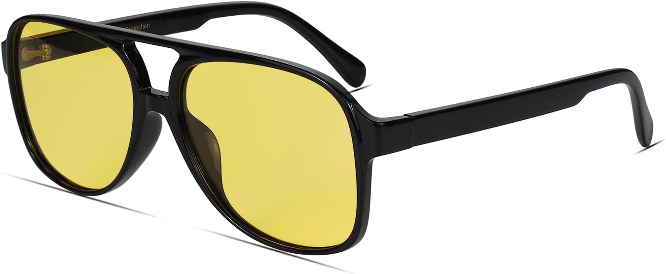 

Солнцезащитные очки Freckles Mark в винтажном стиле ретро 70-х годов для женщин и мужчин, классические большие квадратные очки-авиаторы, модные очки, Yellow Tac Polarized Lens