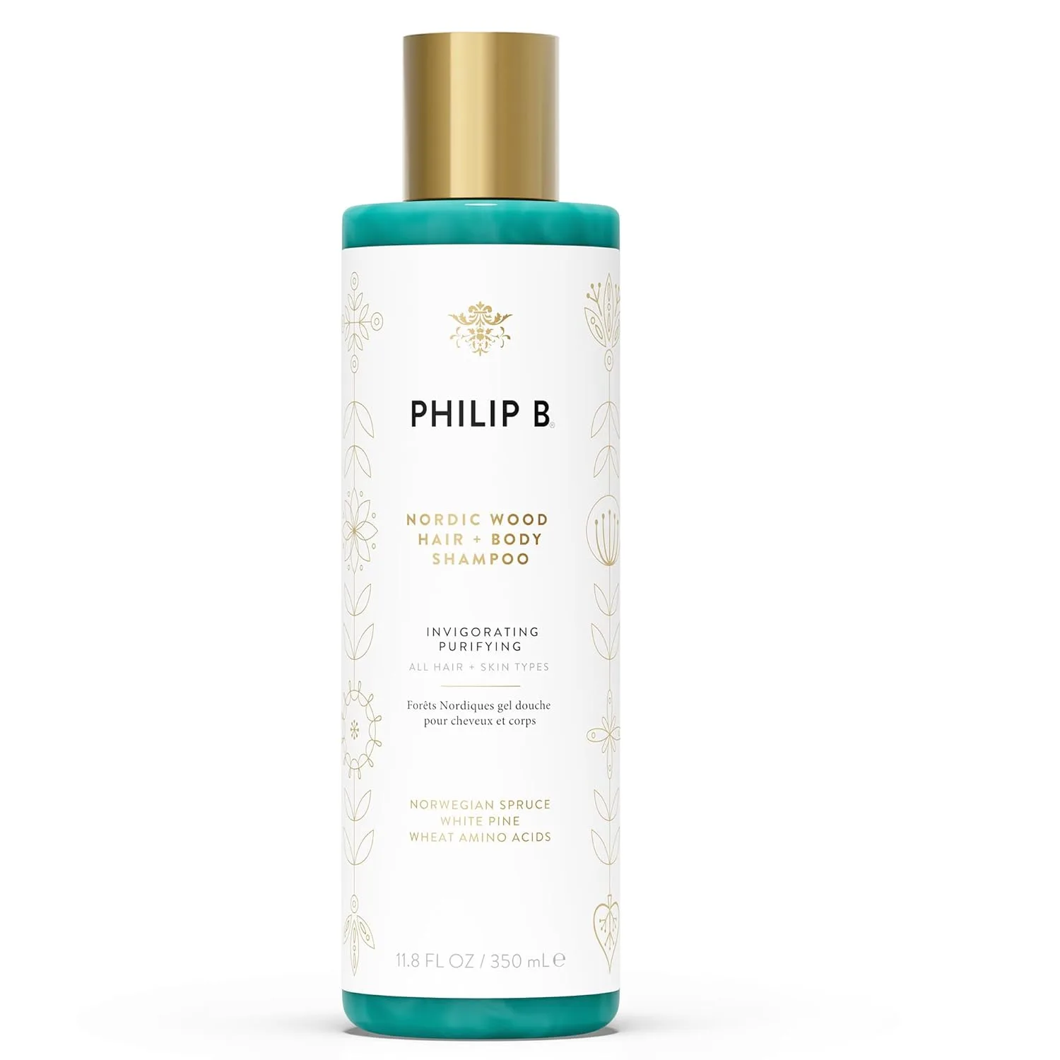 Шампунь для волос и тела PHILIP B Nordic Wood, 350 мл (11,8 жидких унций) - Роскошно пенится, увлажняет, оставляя ощущение прохлады и бодрости, с нотами норвежской ели, белой сосны и камфоры. 349 мл (350 мл) (.)