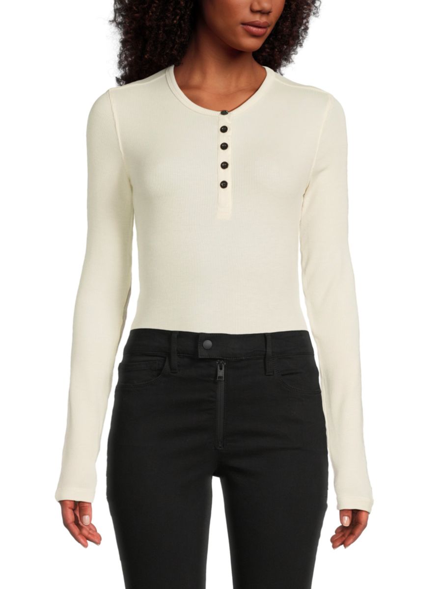 

Боди Henley с длинными рукавами и рубчиком WeWoreWhat, слоновая кость