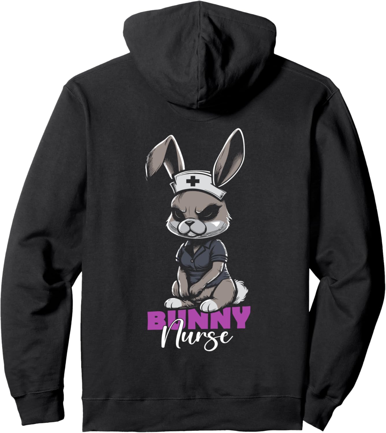 

Худи с изображением кролика-медсестры (RN Medic Bunny Nurse Hoodie) Creepy Nurse Rabbit Registered Nurse Hare, черный