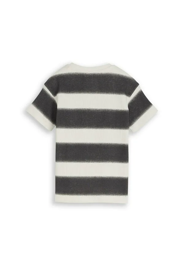 Футболка оверсайз с принтом mit waffelstruktur Tom Tailor, Off White Grey Sprayed Stripe — фото 2