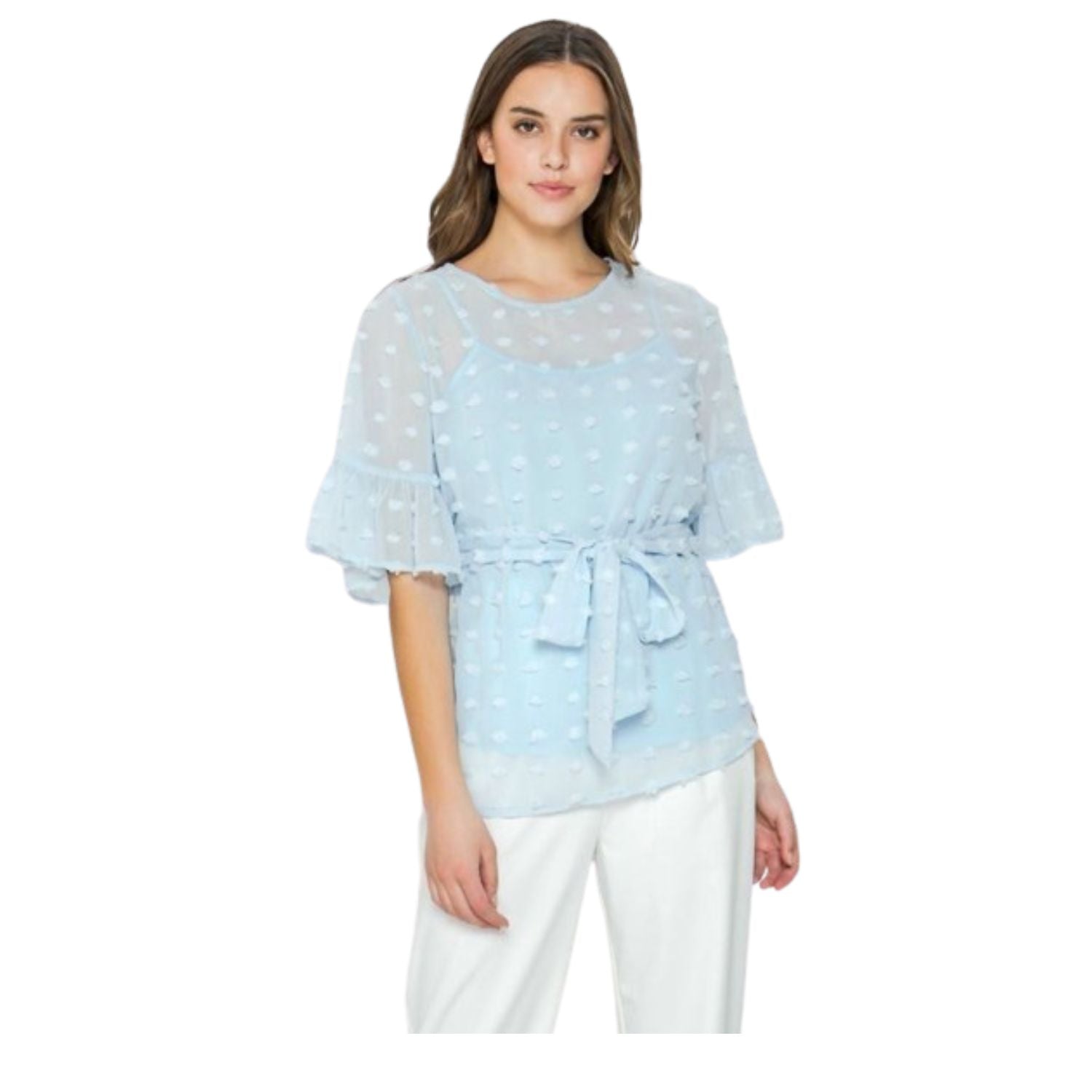 

Топ с помпоном FASHNZFAB, светло-голубой