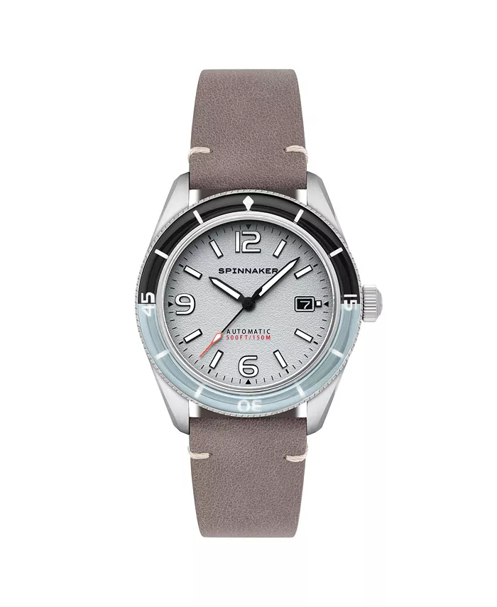 

Мужские часы Fleuss Automatic с серым кожаным ремешком, 43 мм Spinnaker