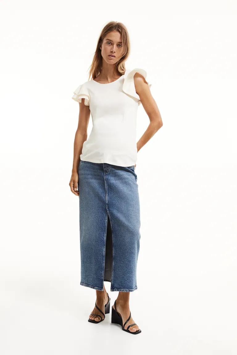 

Блуза из джерси с рукавами-крыльями H&M, белый