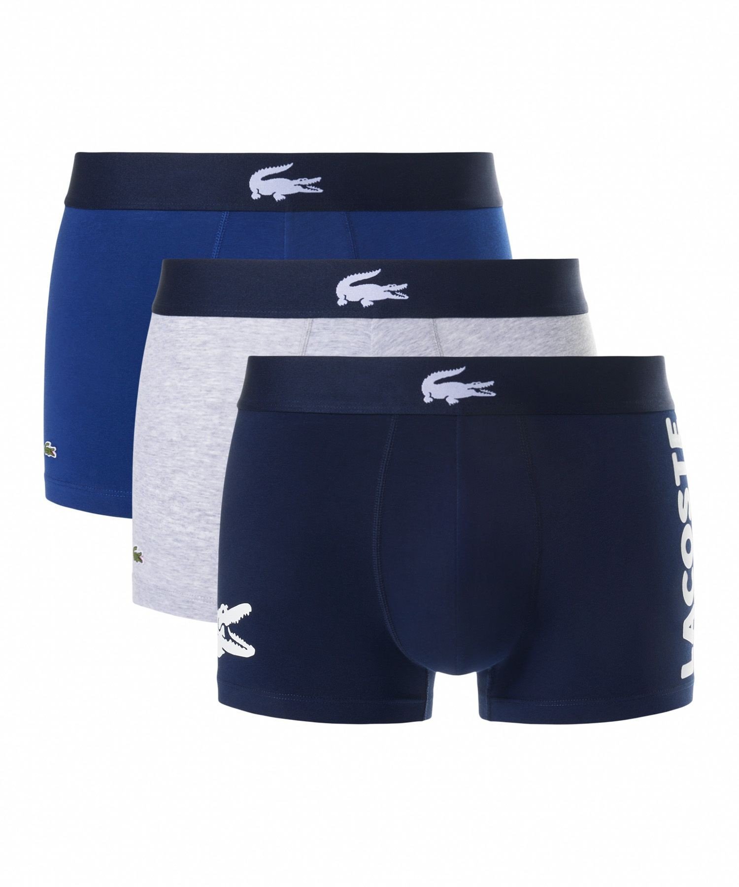 Комплект из 3 трусов-боксеров из эластичного хлопка LACOSTE, Navy