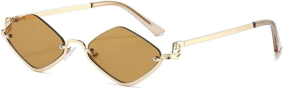 

Модные солнцезащитные очки с ромбовидным рисунком для мужчин и женщин, трендовые линзы, металлическая оправа, стильные очки для вечеринок и повседневной носки, защита от ультрафиолета UV400 generic, C5