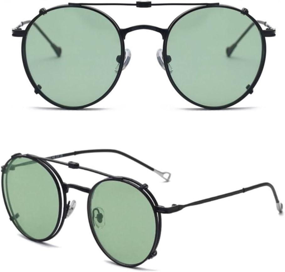 

Сине-зеленые круглые поляризованные солнцезащитные очки для мужчин, складные очки с зажимом для защиты от УФ-излучения UV400 для женщин, металлическая оправа для мужчин LXLHWN, Black With Green