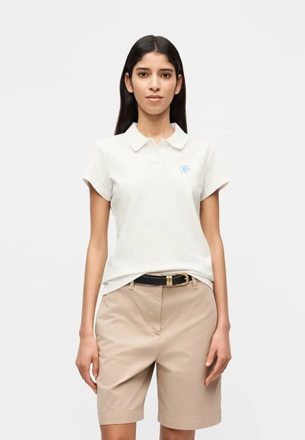Поло-Рубашка приталенного кроя 1985 года с вышитым логотипом. Tommy Hilfiger, Ecru