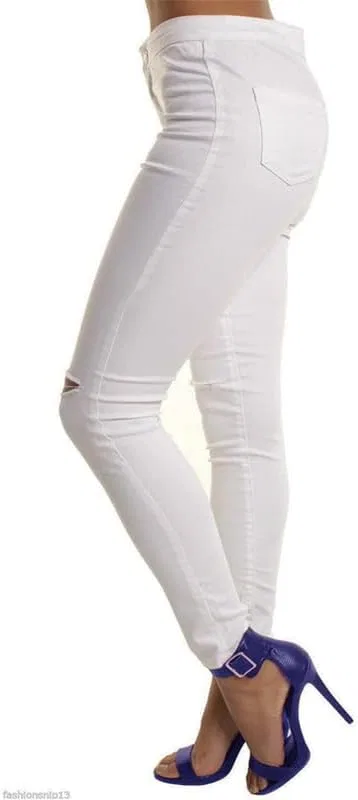 Джинсы скинни с разрывами на коленях, синий — фото 4