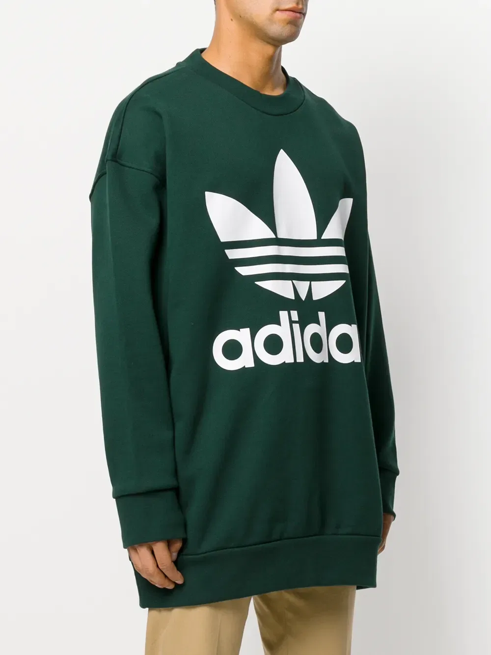 Толстовка с круглым вырезом Adidas, зеленый — фото 3