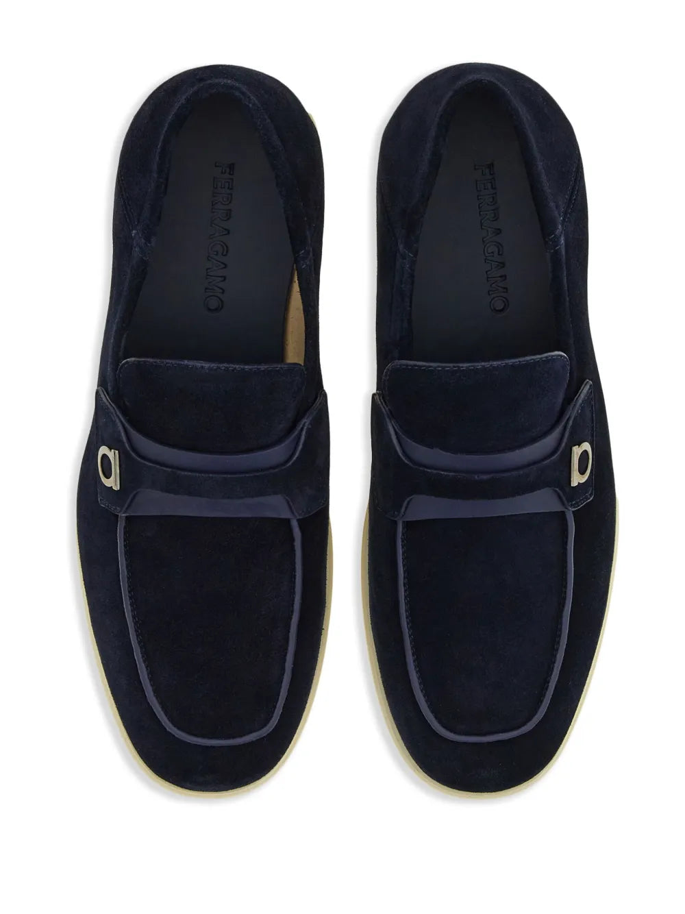 Ferragamo Декоструированные лоферы из замши с деталями Gancini Salvatore Ferragamo, синий — фото 4