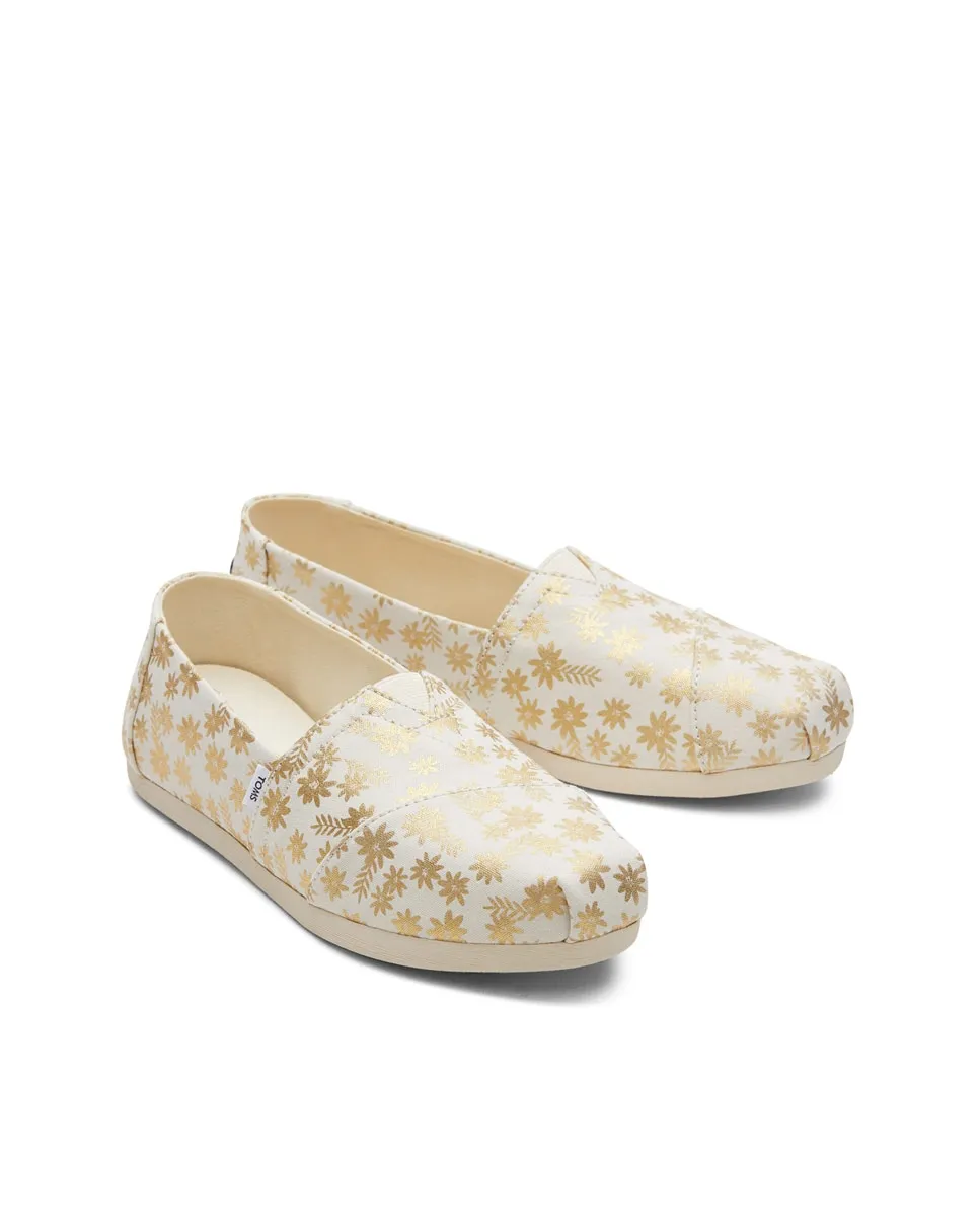 Женские плоские эспадрильи из хлопка с принтом золотых звезд Toms — фото 2