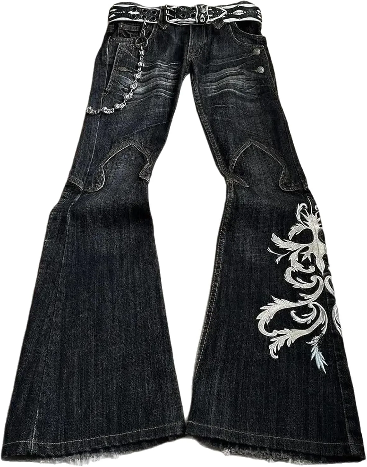 

Женские джинсы с вышивкой Punk Flared Pants y2k Ethbox