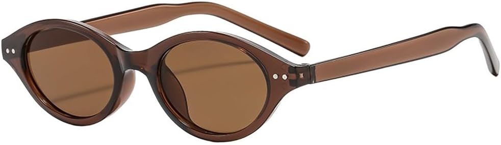 

Солнцезащитные очки в стиле ретро, ​​маленькая оправа, овальная форма, универсальные, тонкие, для активного отдыха, путешествий и поездок на работу UJNHGQ, Brown Brown
