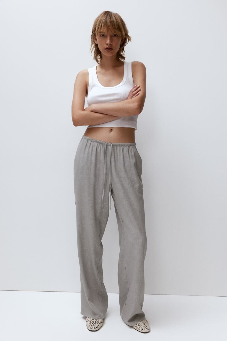 

Брюки-Слипоны из смесового льна H&M, серый