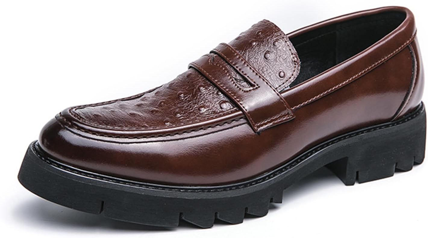 

Мужские туфли на платформе Oxford, слипоны с заостренным носком, лоферы для вождения, повседневные и офисные туфли Derby Crepuscute, коричневый