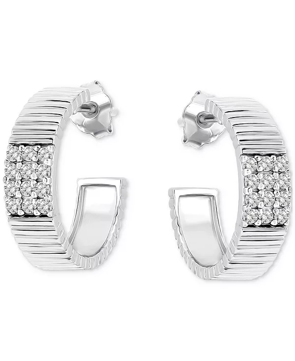 

Серьги-Кольца с ребристым паве из стерлингового серебра, 0,62 дюйма (также из стерлингового серебра с 18-каратным золотом), эксклюзивно в Macy's Giani Bernini, ss