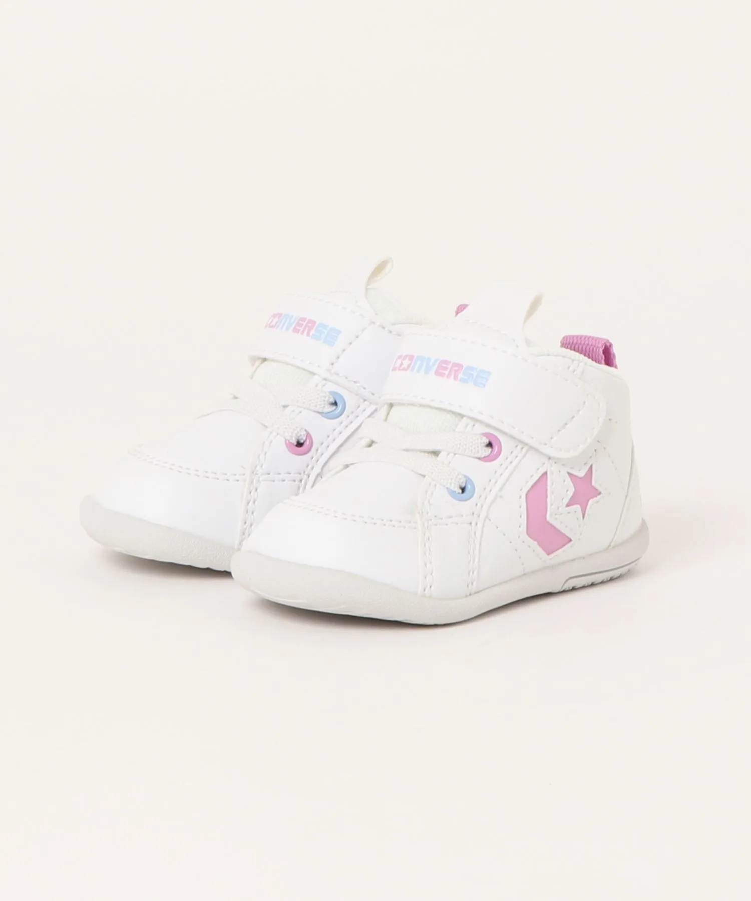 Кроссовки для детей из синтетической кожи MINI INCHSTAR CONVERSE белые с розовым