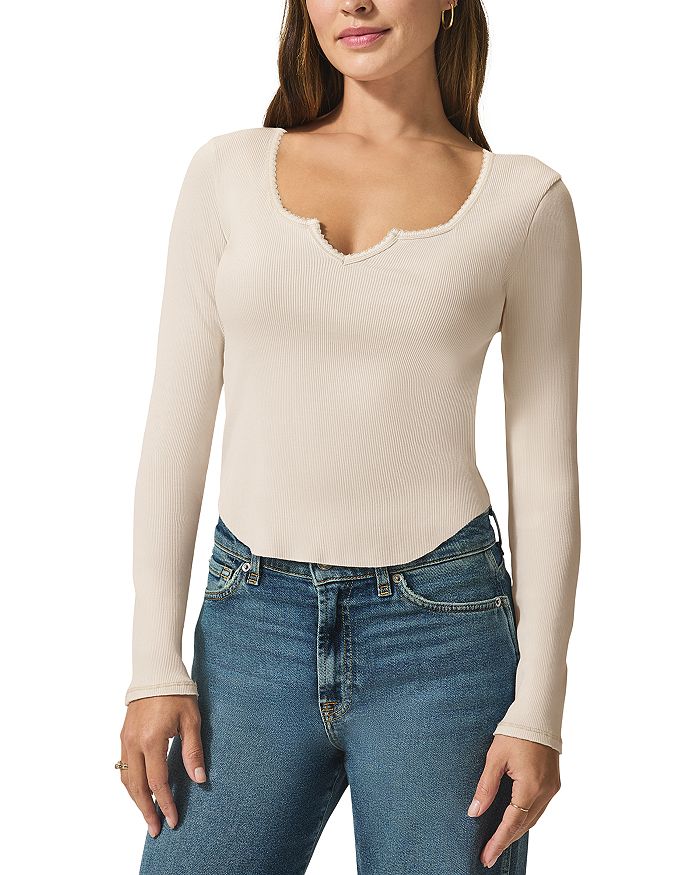 

Футболка с длинным рукавом Posie Notch Neck Splendid, слоновая кость/кремовый