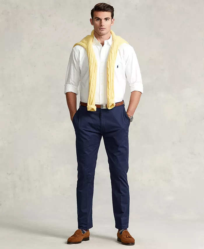Мужская классическая оксфордская рубашка с длинным рукавом Big & Tall Polo Ralph Lauren, белый — фото 4