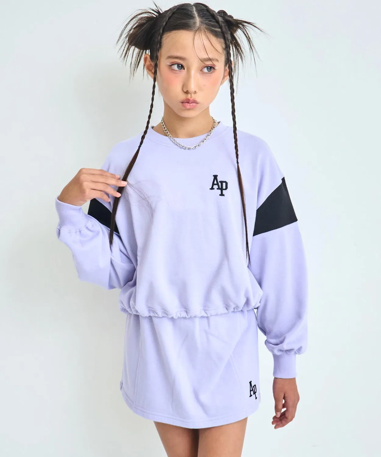 Спортивный костюм College Swet Set бренд ANAP, топ и юбка, лавандовый