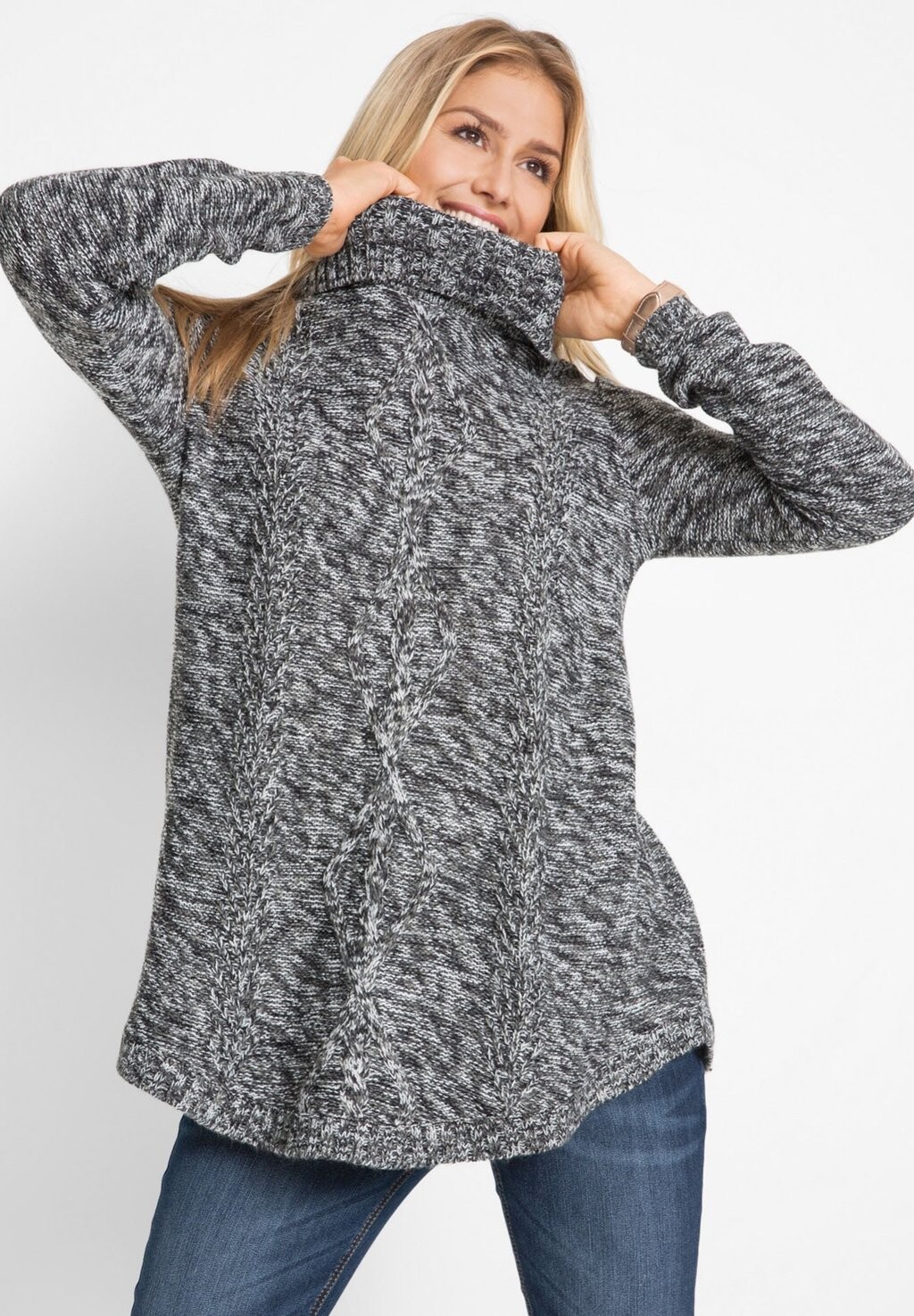 

Свитер Poncho Langarm bonprix, цвет grey