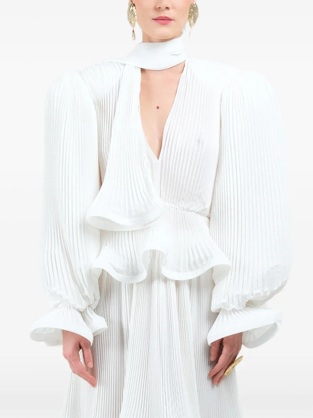 

Плиссированная пышная блузка Rowen Rose, белый