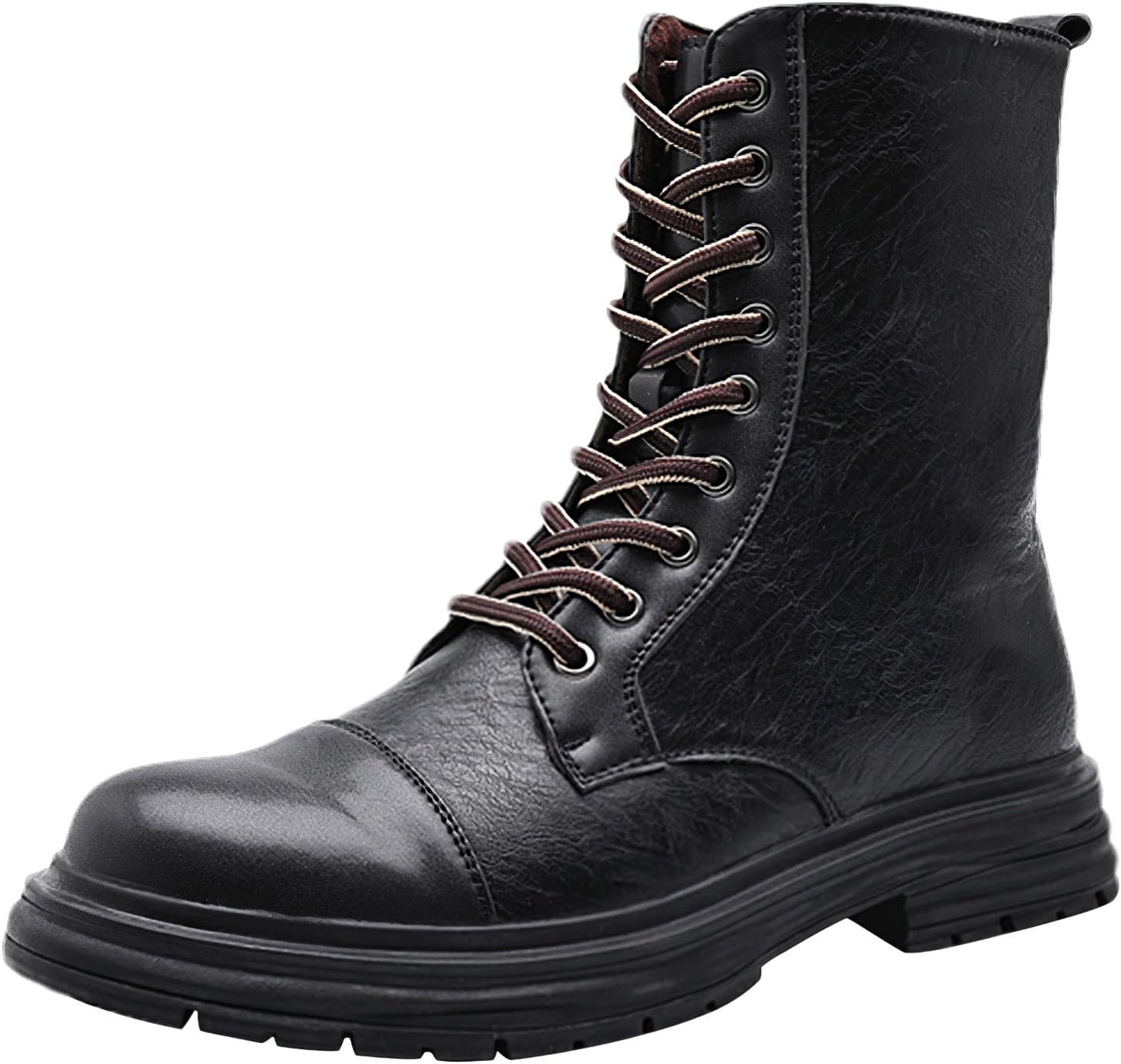 

Мужские мотоциклетные ботинки rismart из искусственной кожи, среднем голенище, повседневные боевые ботинки с молнией, черный