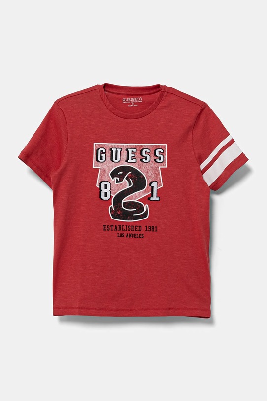 

Детская хлопковая футболка Guess, красный
