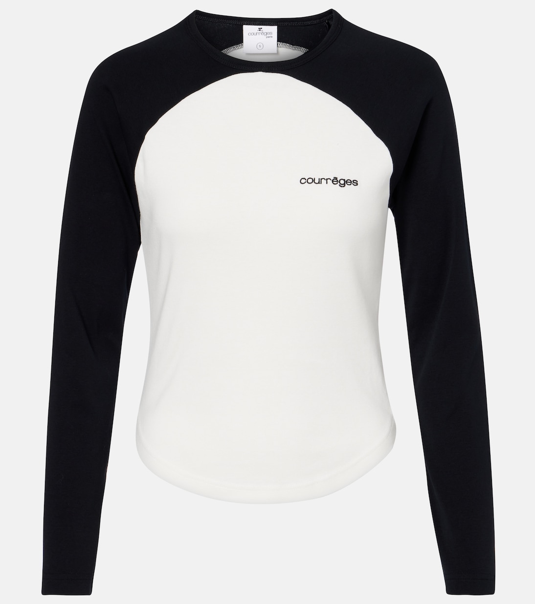 

Футболка из хлопкового джерси Circle Contrast Courrèges, Heritage White/Black