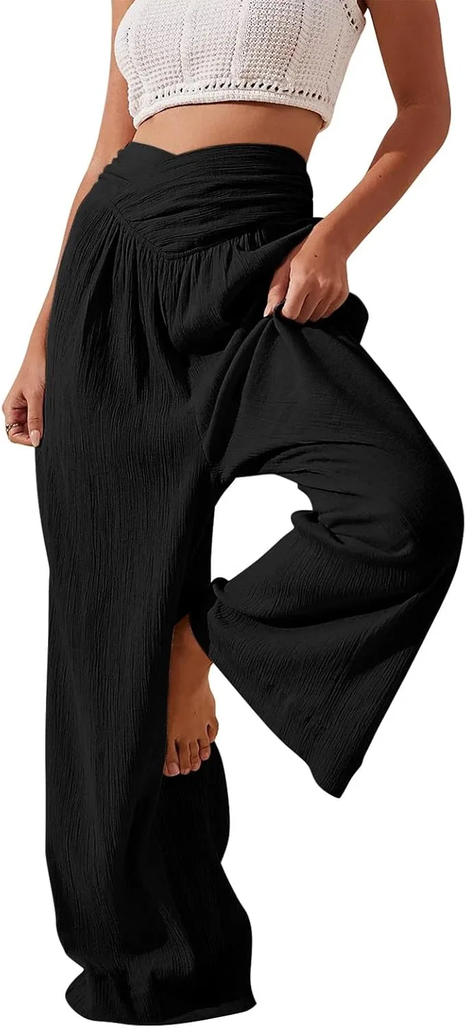 Широкие брюки из льна, Relaxed Fit, черный