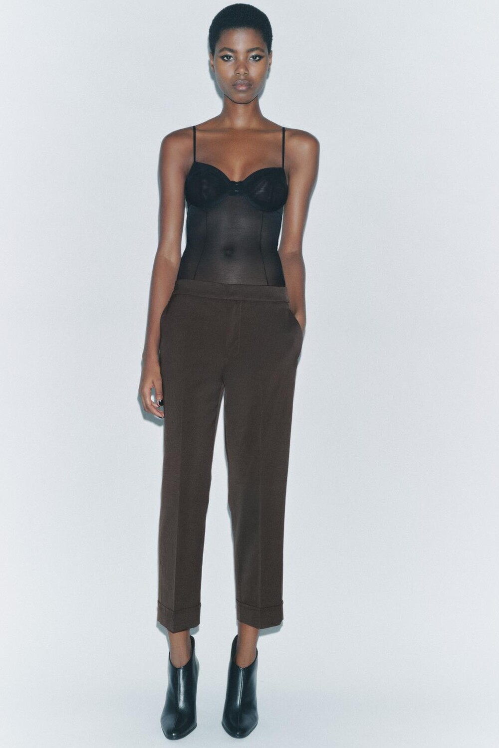 

Брюки капри ZARA, коричневый
