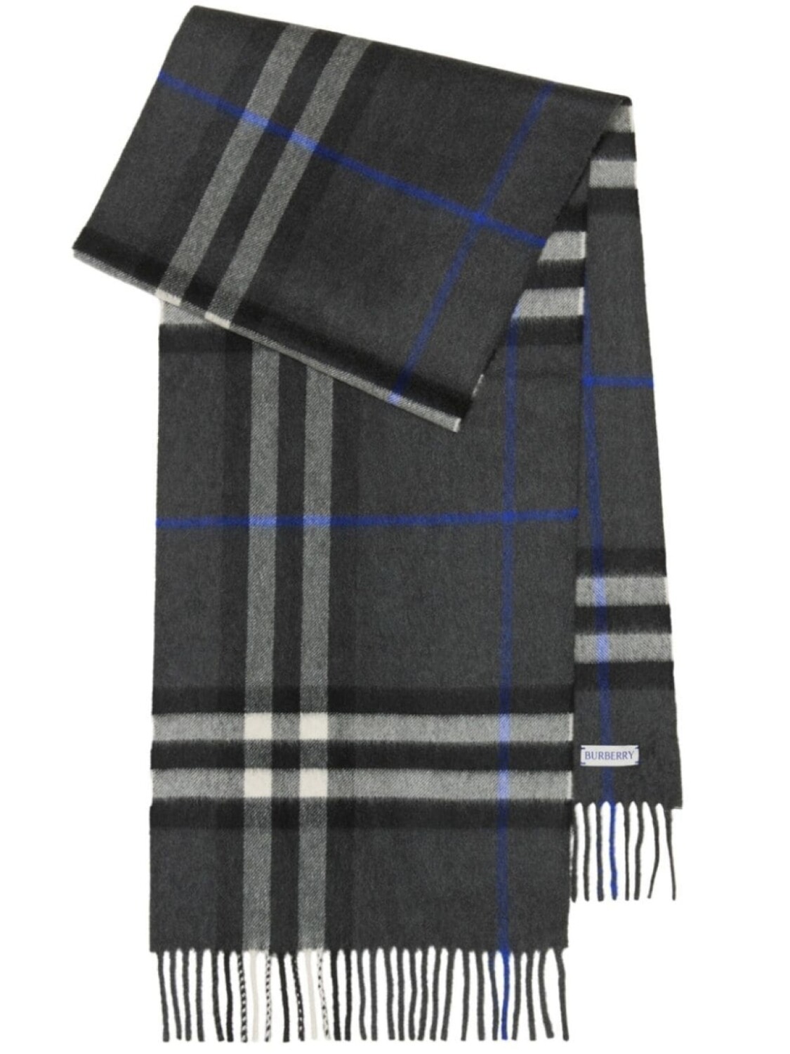 

Burberry кашемировый шарф с бахромой в клетку, серый