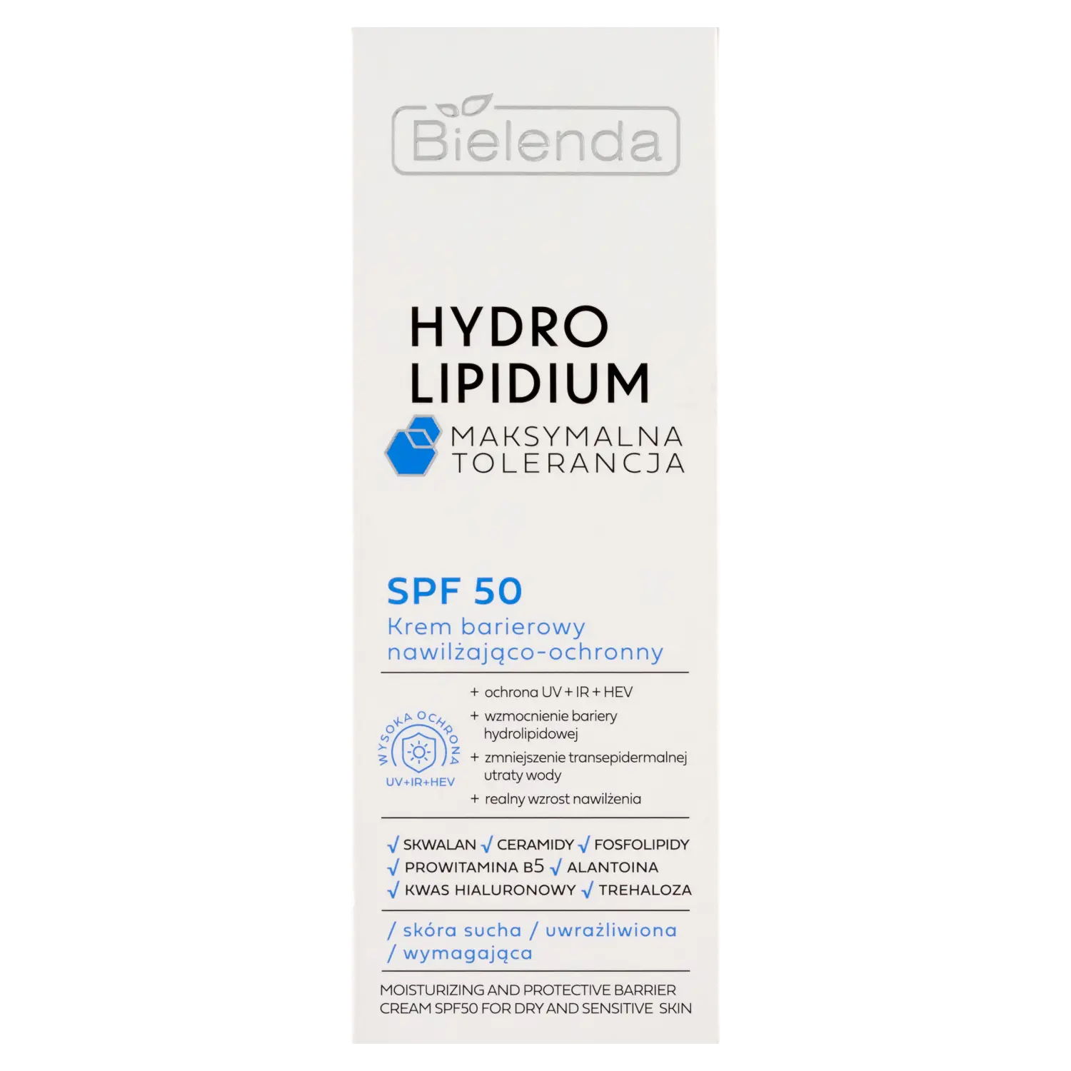 

Увлажняющий и защитный барьерный крем с spf50 для лица Bielenda Hydro Lipidium, 30 мл