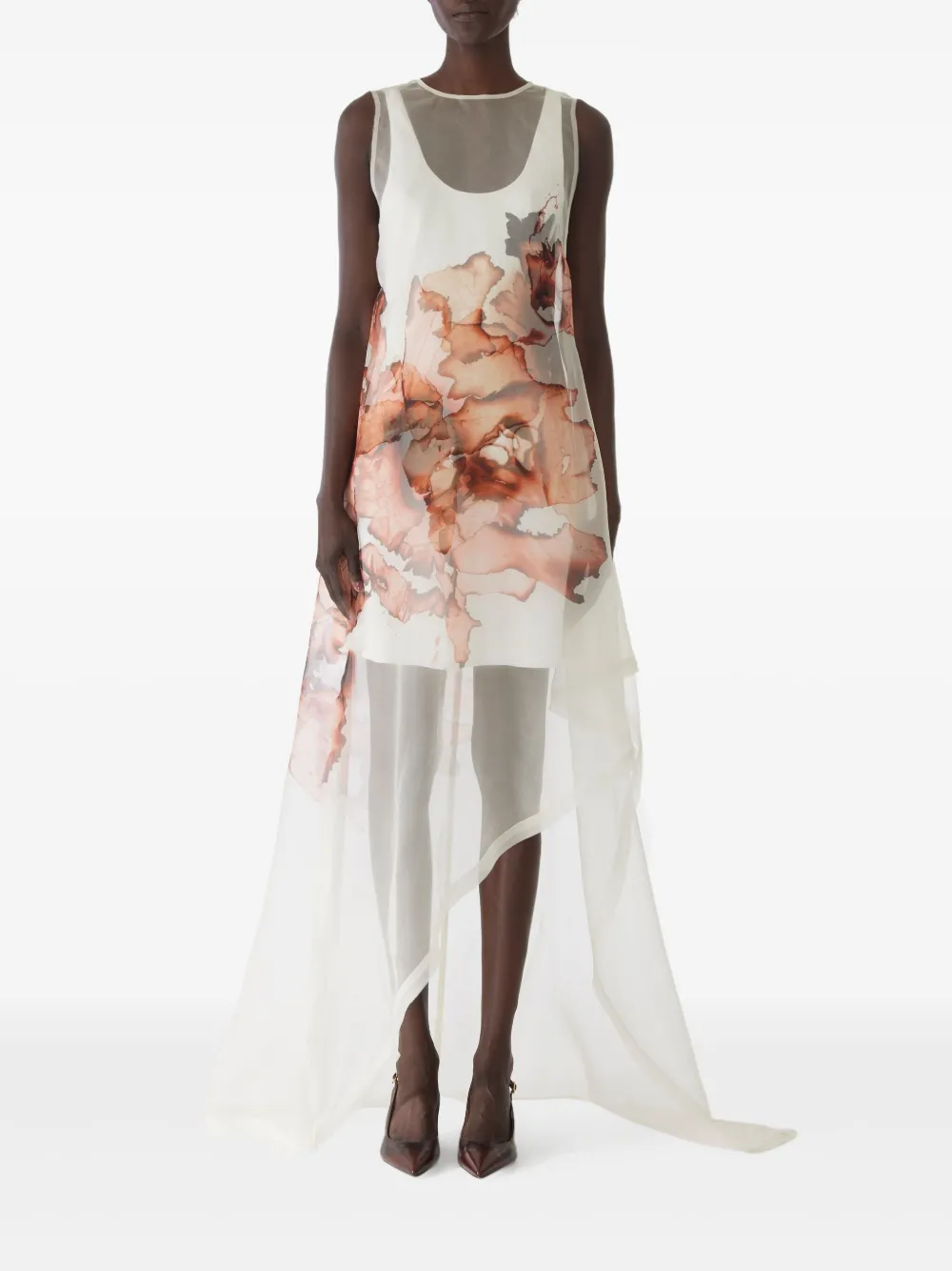 

Асимметричное платье из органзы Burnt Floral Jason Wu Collection, белый