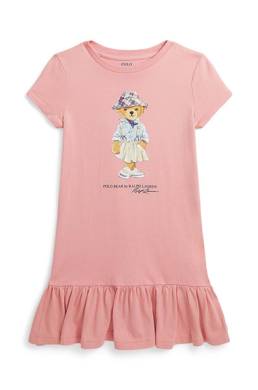 

Хлопковое платье Polo Ralph Lauren для девочек, розовый