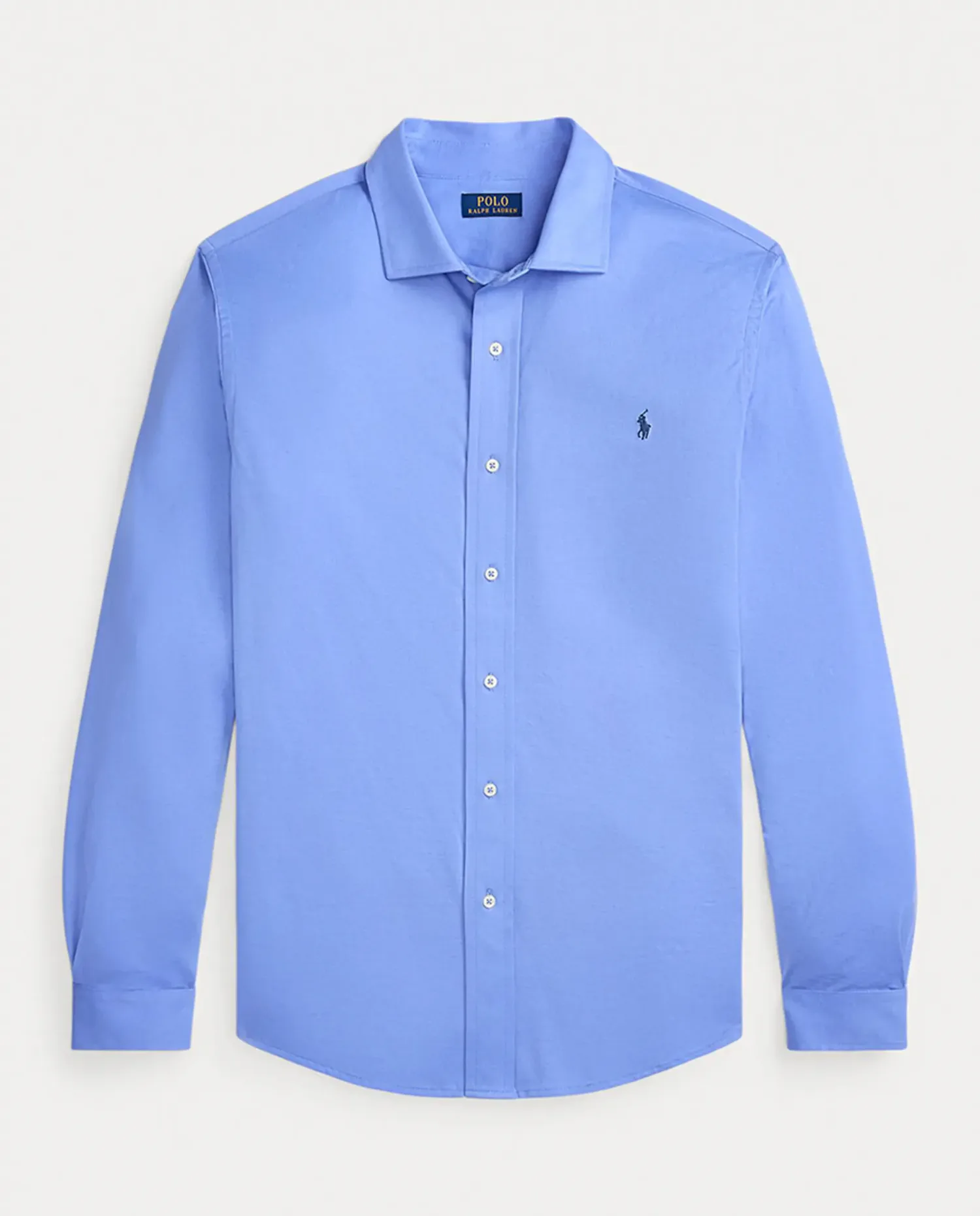 Мужская трикотажная рубашка с итальянским воротником больших размеров Polo Ralph Lauren, синий — фото 4