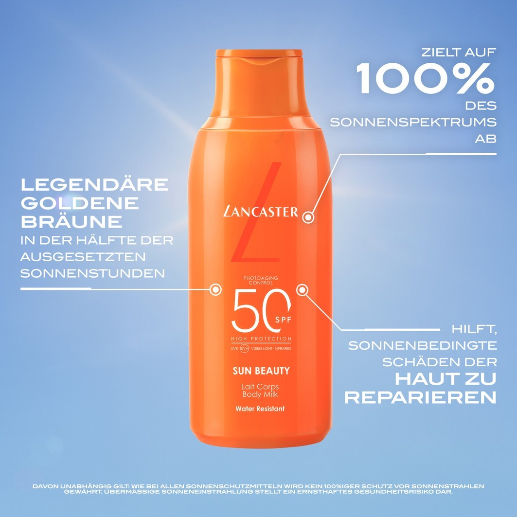 Солнцезащитный крем sun care sun beauty body milk spf50 Lancaster, объем 175 мл — фото 2