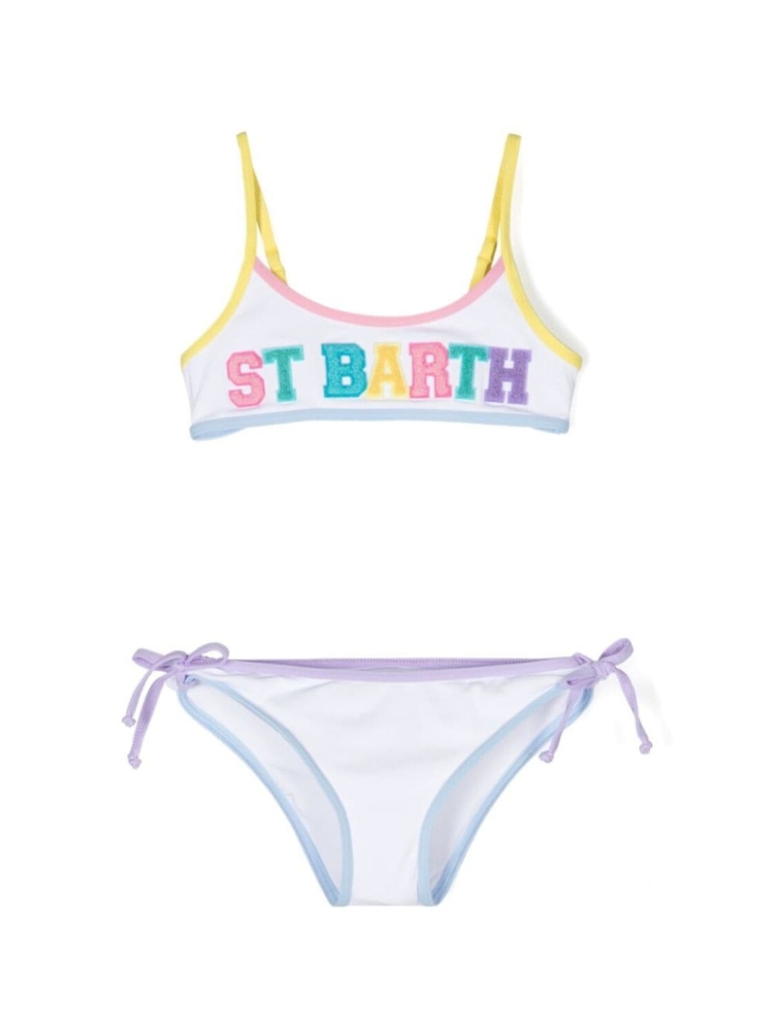 

Mc2 Saint Barth бикини в рубчик с логотипом, белый
