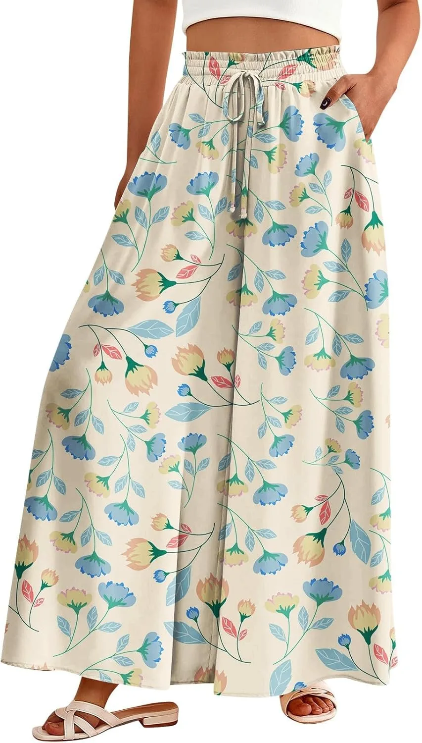 

Женские повседневные брюки палаццо с высокой талией и карманом