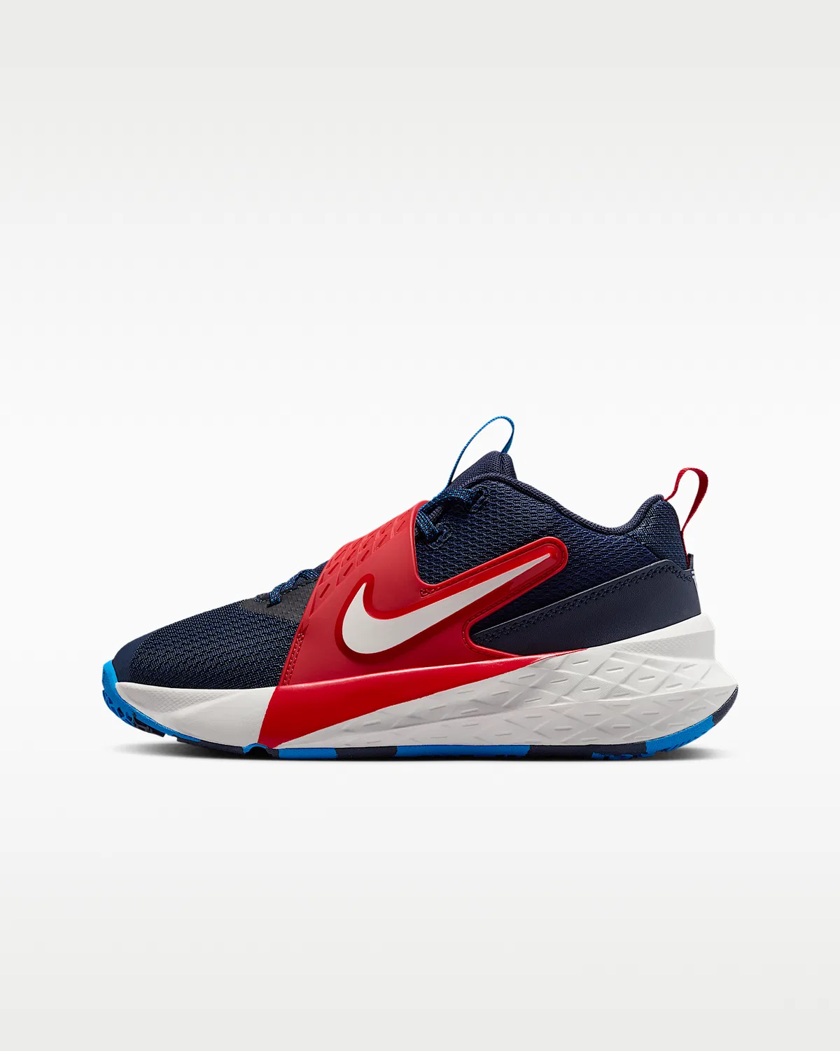 Детские баскетбольные кроссовки Nike Team Hustle D 12, Team Navy/University Red/Photo Blue/Sail