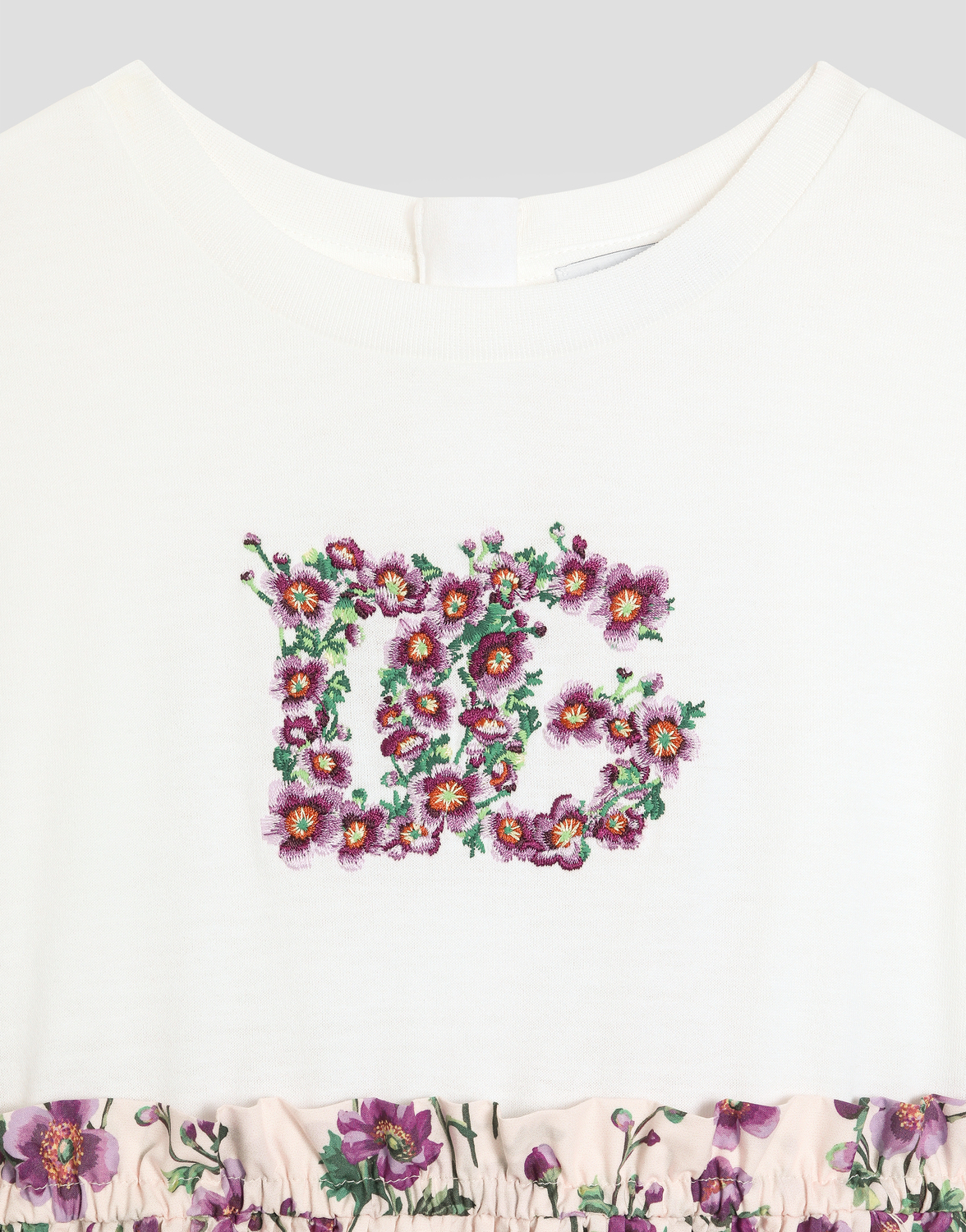 Платье из джерси и поплина с цветочным принтом Dolce&Gabbana, мультиколор — фото 3