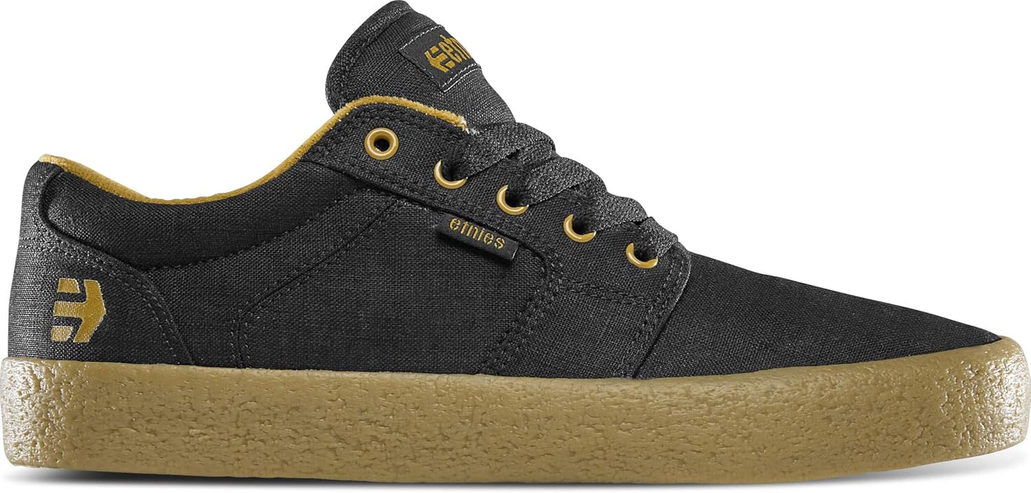 

Кроссовки Etnies Barge LS - Классический скейтбордистский стиль, узкий вулканизированный силуэт, массивный бронированный воротник, усиленная вулканизация, амортизация, кроссовки на каждый день, черный