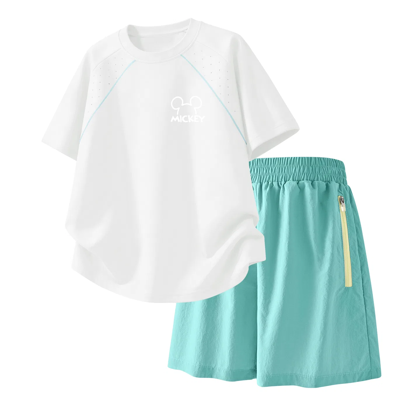 Детский спортивный костюм Casual Sportswear 2 Piece Set Disney, Thick Board Di Line K Milkshake White+Solid Color Mint Green