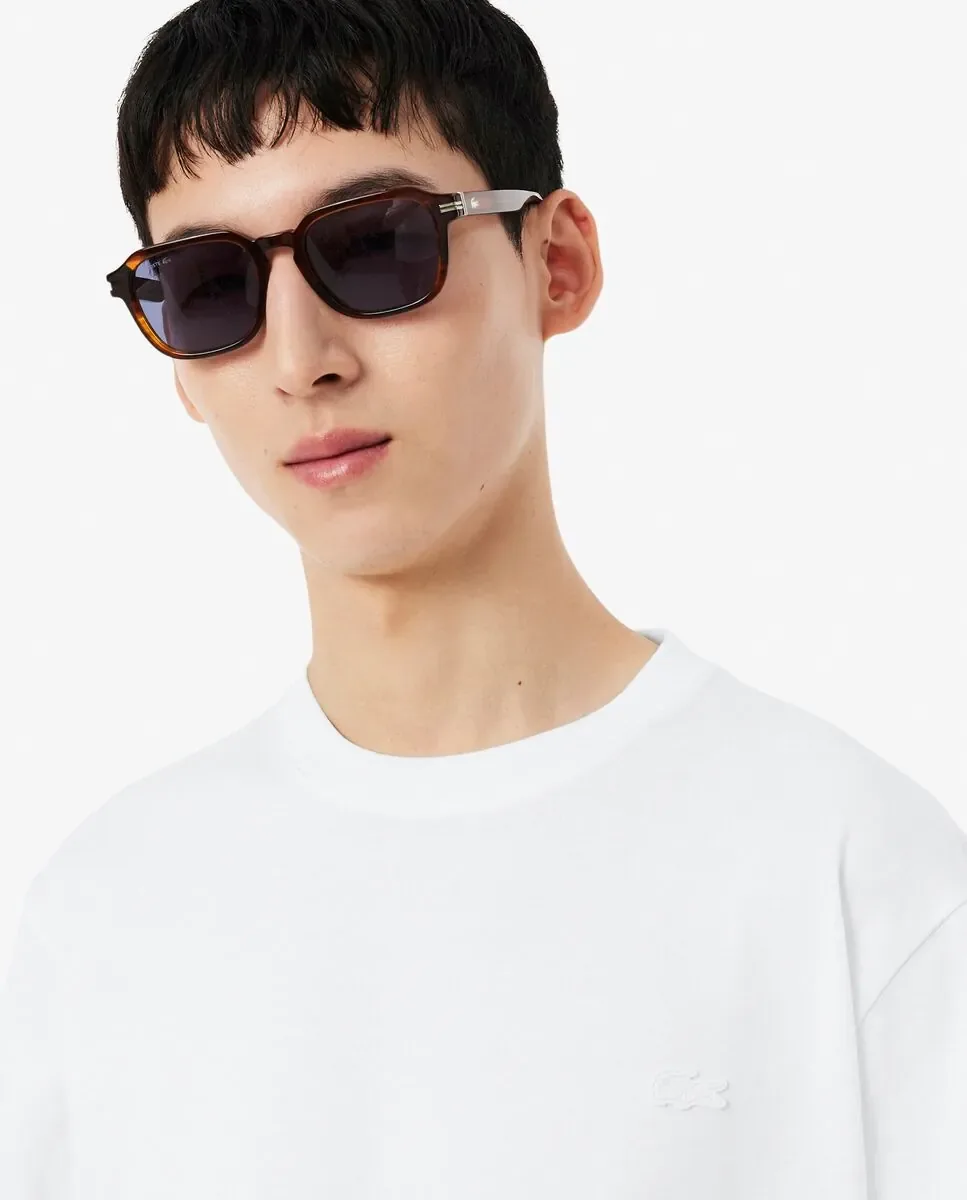 Мужская толстовка с короткими рукавами с вышивкой Lacoste, белый — фото 3