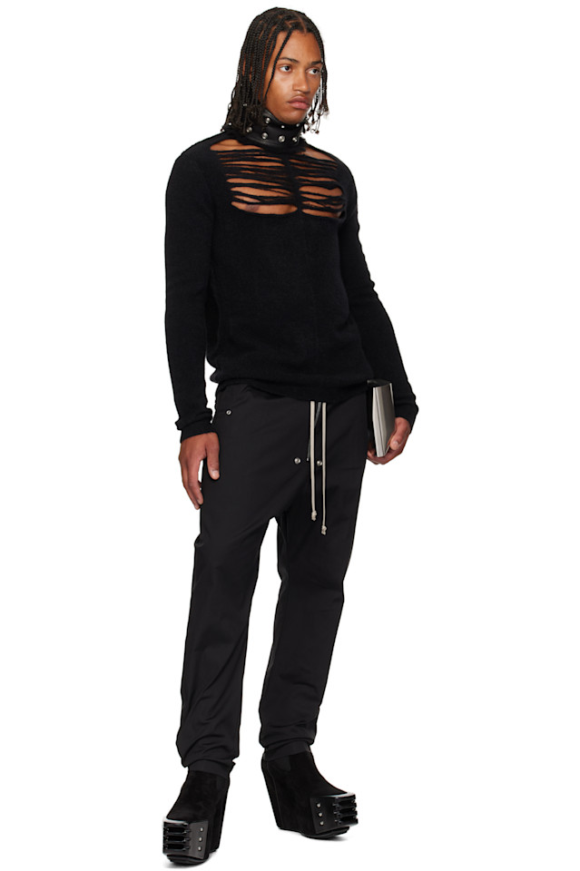 Вязаный свитер Concordians ls в клетку Rick Owens, черный — фото 4