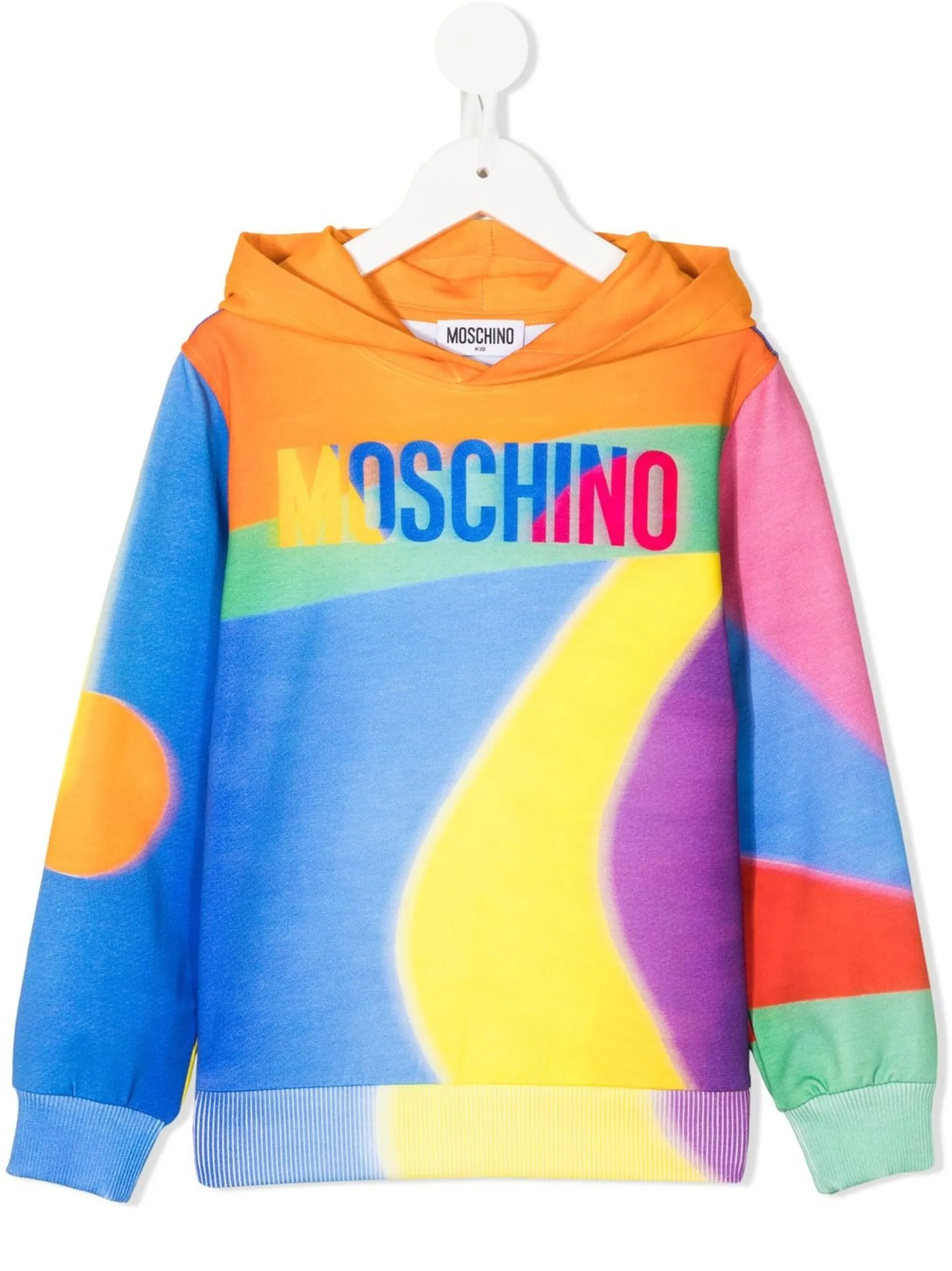 

Худи в стиле колор-блок с логотипом Moschino Kids, синий