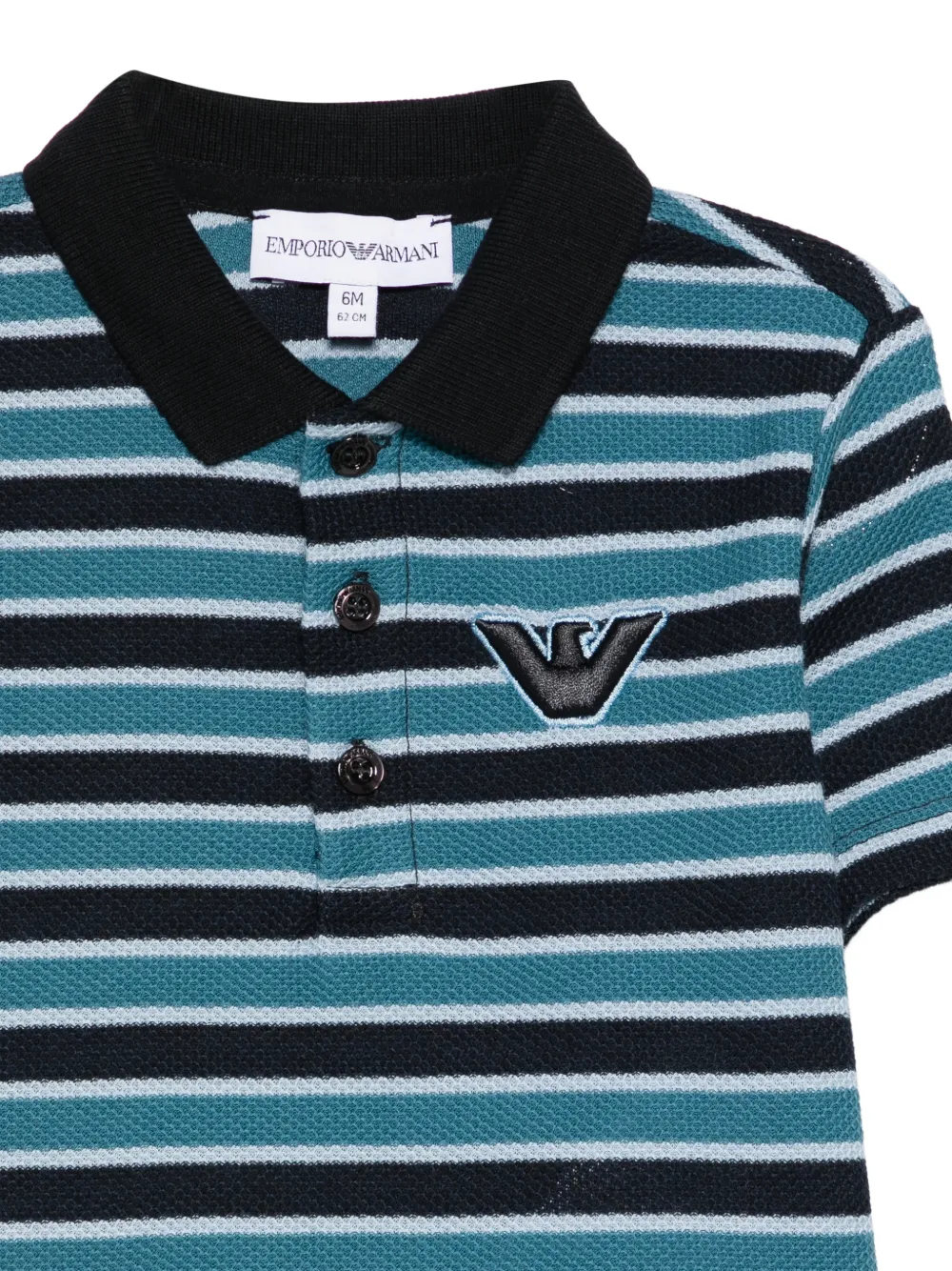 Полосатое поло с логотипом Emporio Armani Kids, синий — фото 3